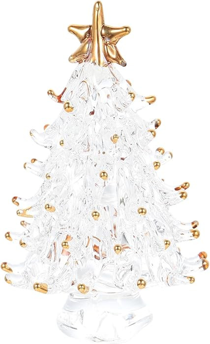 VOSAREA Mini Glass Christmas Tree Small Tabletop Christmas Tree Figurine Crystal Glass Paperweigh... | Amazon (US)