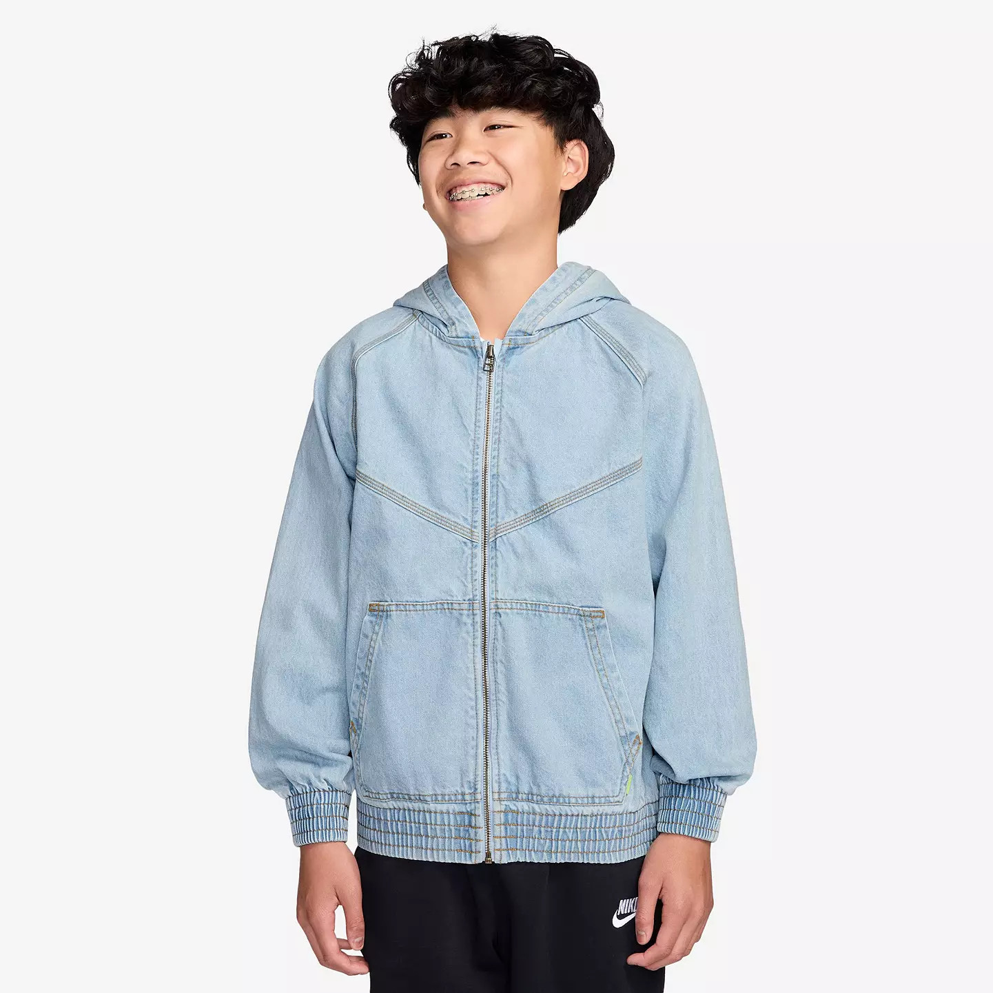 Nike Kids' Sportswear Full-Zip Hooded Denim Jacket | DICK'S Sporting Goods