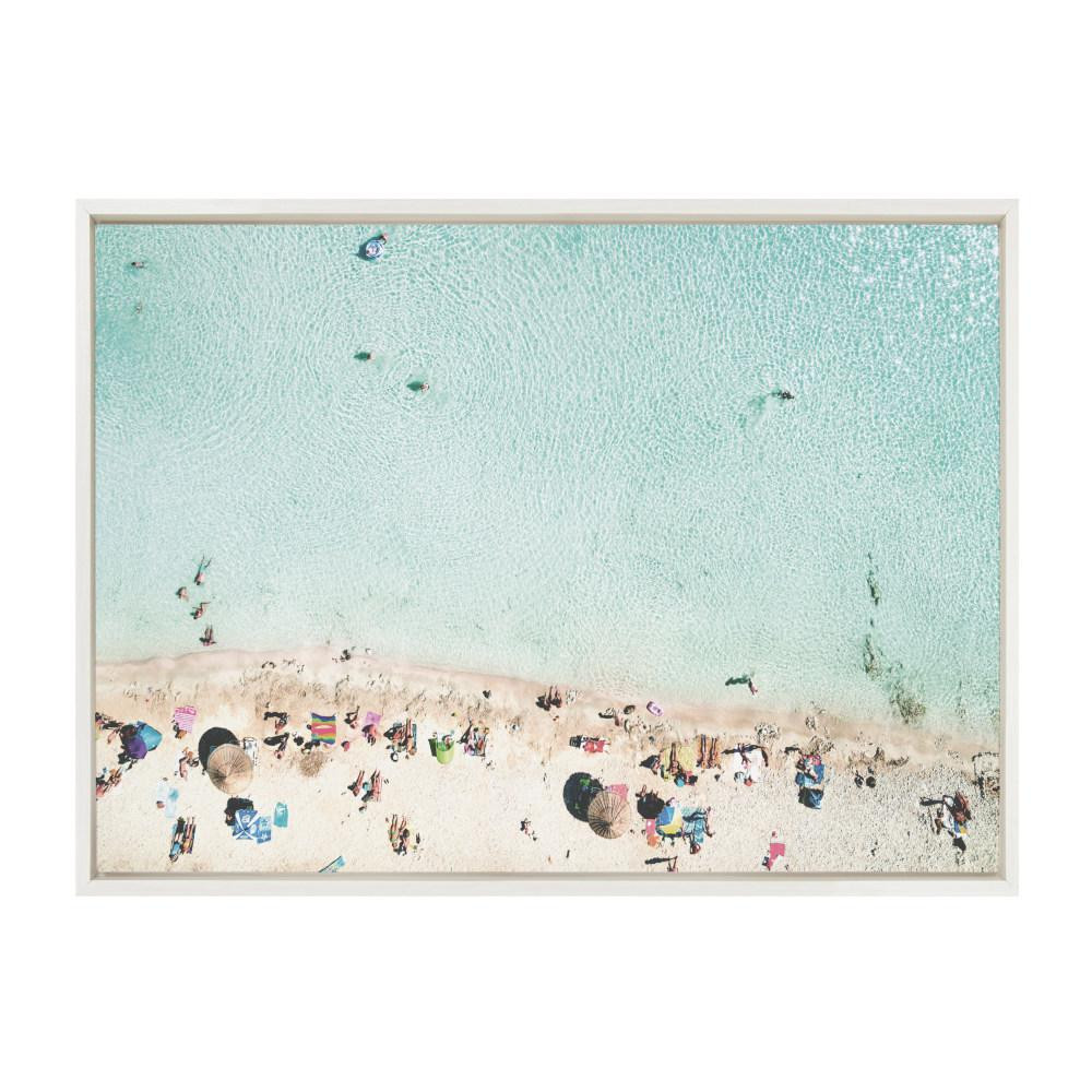DesignOvation Sylvie ""Turquoise Beach from Above 2"" by Amy Peterson Art Studio Framed Canvas Wall  | The Home Depot