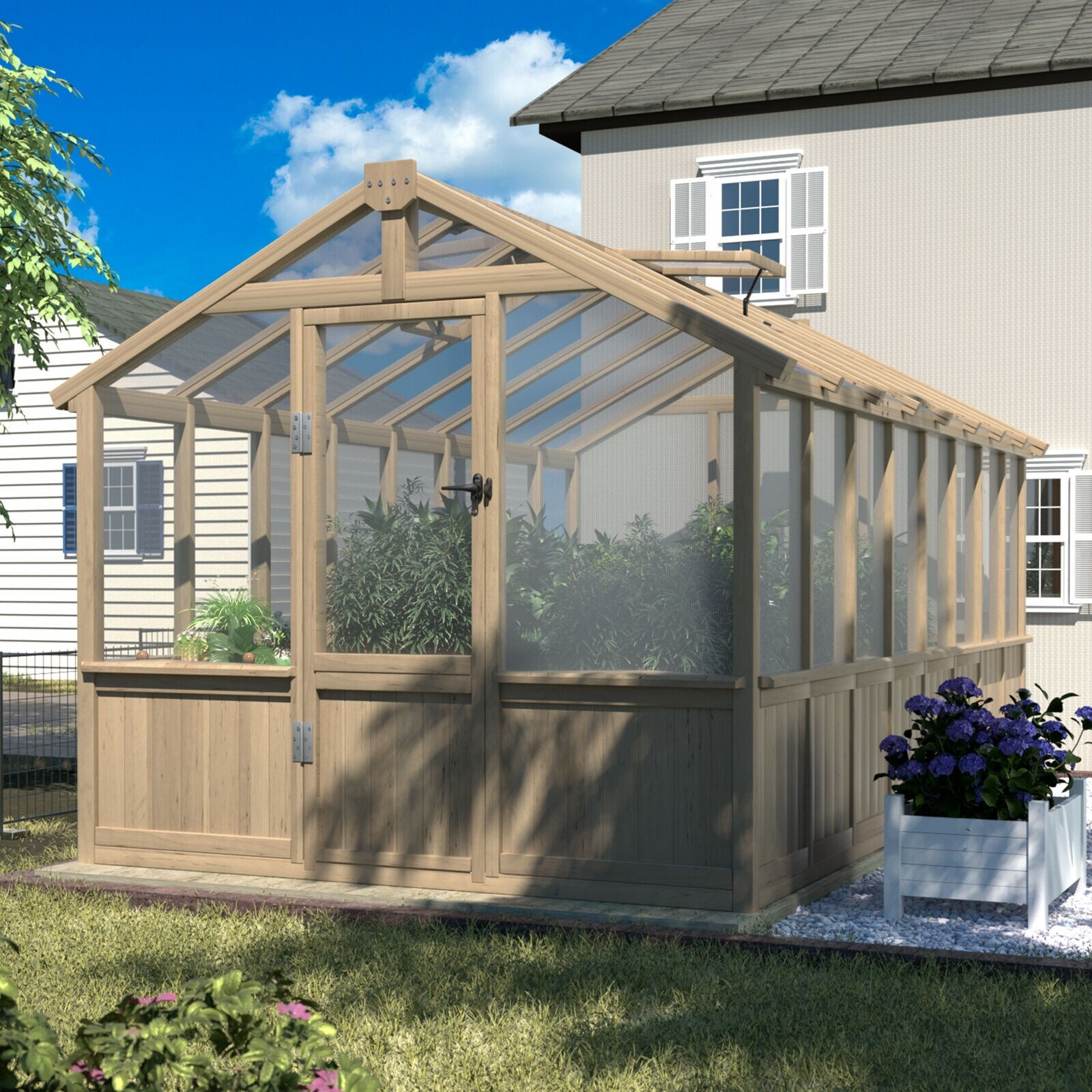 VEIKOUS Walk-in Wooden Greenhouse for Outside, Garden and Backyard, Light Mocha Brown | Bed Bath & Beyond