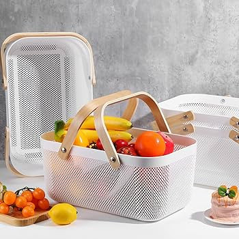 Sadnyy 4 Pcs Plastic Mesh Garden Harvest Basket Storage Basket with Wooden Handle Multi Functiona... | Amazon (US)