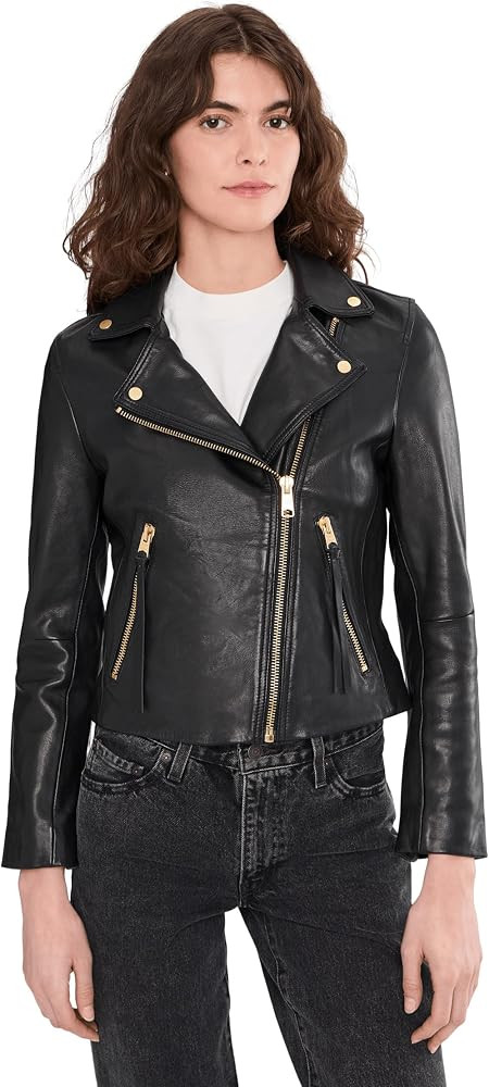 AllSaints Women's Leather Jacket Dalby Biker | Amazon (US)