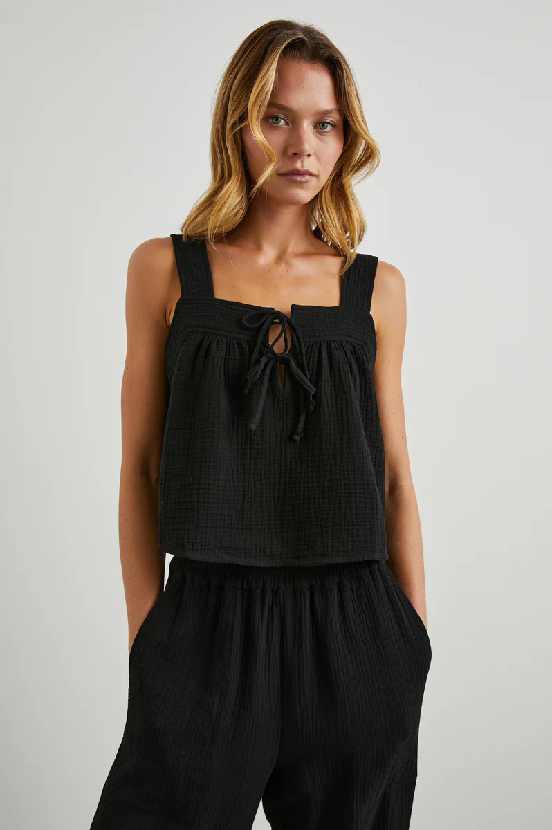 ENYA TOP - BLACK GAUZE | Rails