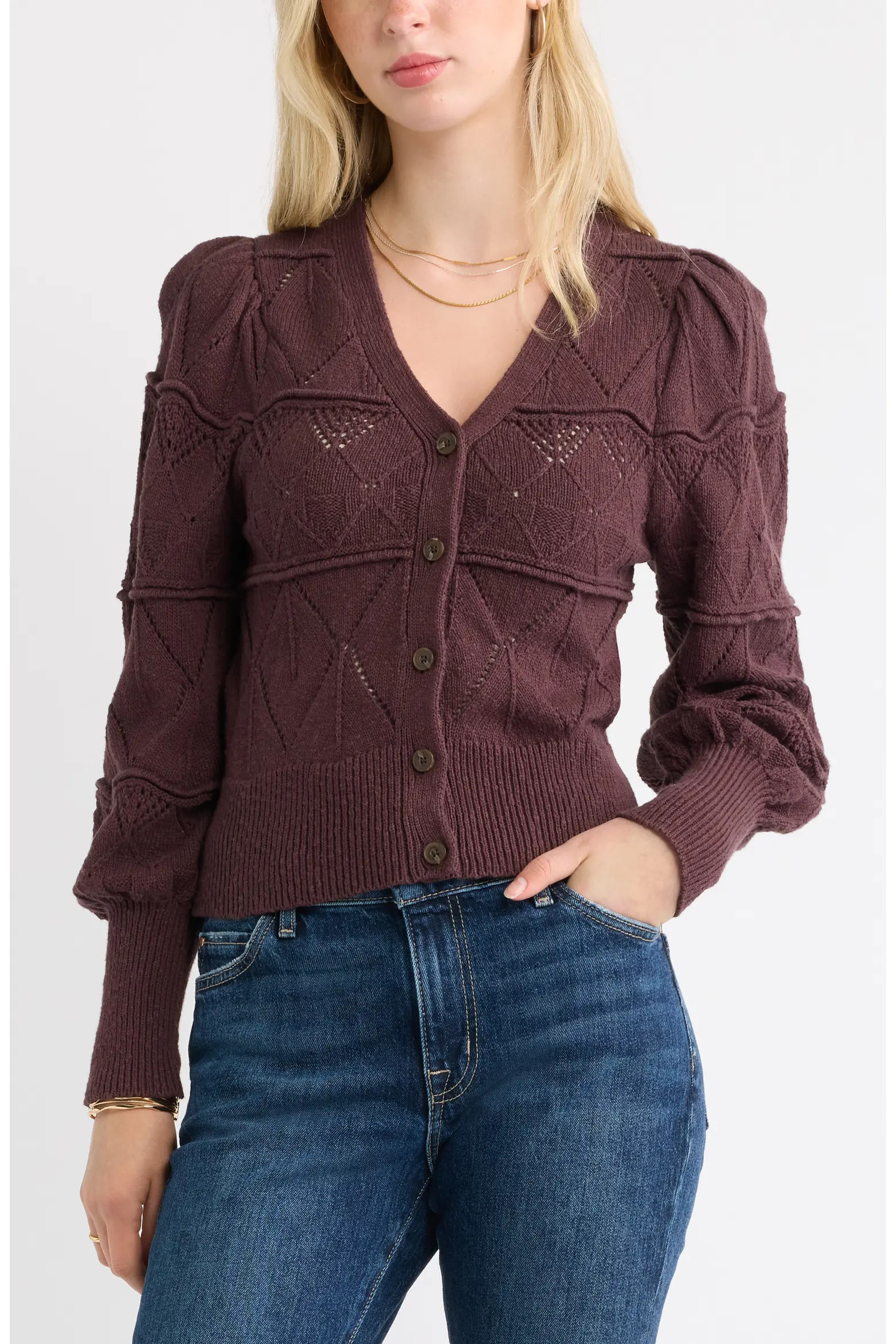 Treasure & Bond Pointelle Knit Button Front Cotton Cardigan (Women) | Nordstrom | Nordstrom