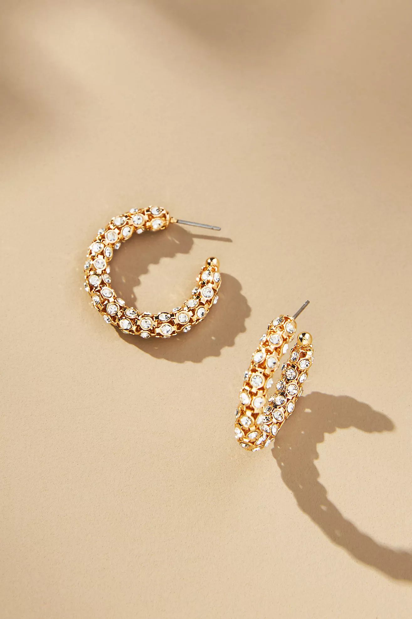 Small Crystal Tube Hoop Earrings | Anthropologie (US)