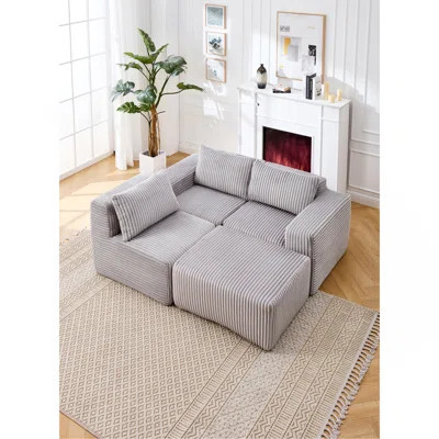 Modern Minimalist Modular Sectional Sofa, L-Shape Upholstered Cloud Couch With Deep Seats, Right Facing Chaise For Living Room-Light Gray | Wayfair North America
