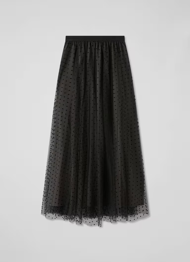 Odette Black Flock Spot Mesh Full Skirt | L.K. Bennett (UK)