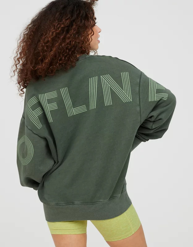OFFLINE By Aerie Throw-back Oversized Fleece Crew | Aerie