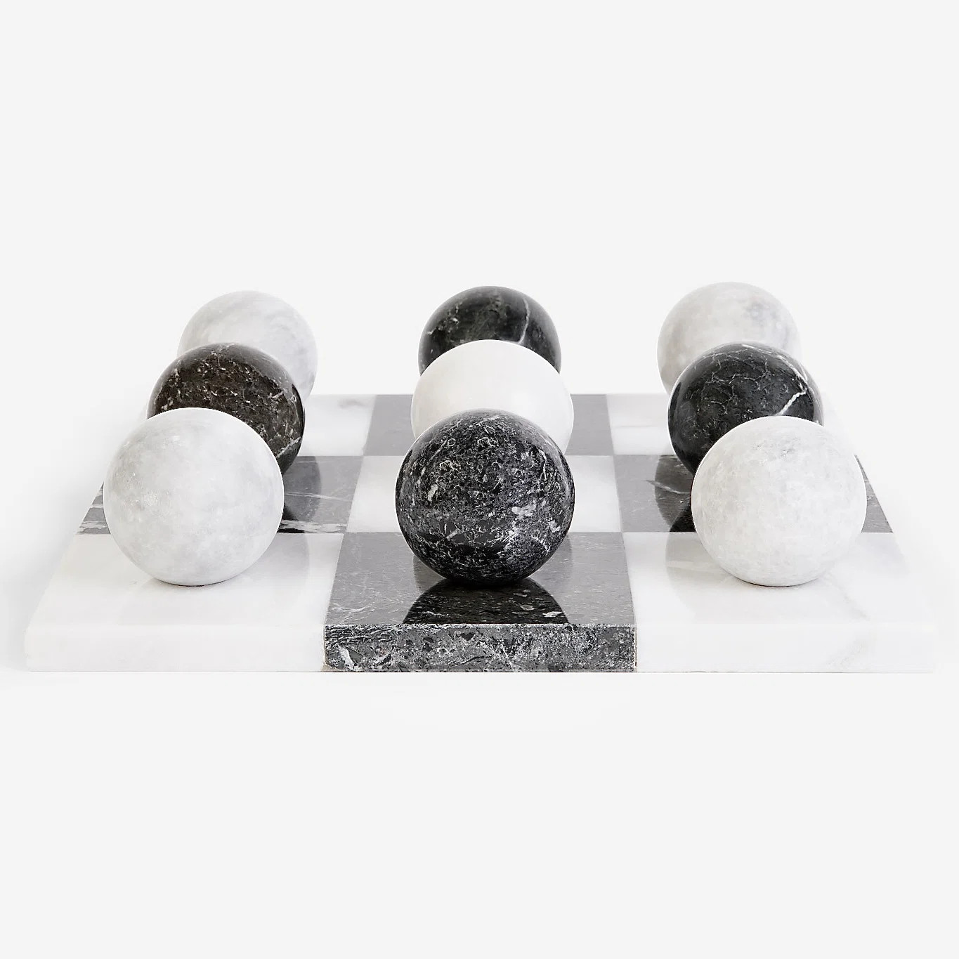 Monochrome Marble Tic Tac Toe Set | Round Marble Tic Tac Toe Game Set With Sphere Pieces | Wayfair North America