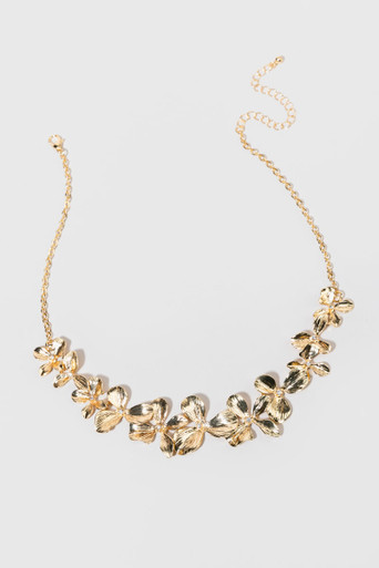 Lydia Brushed Metal Flower Necklace | Francesca's