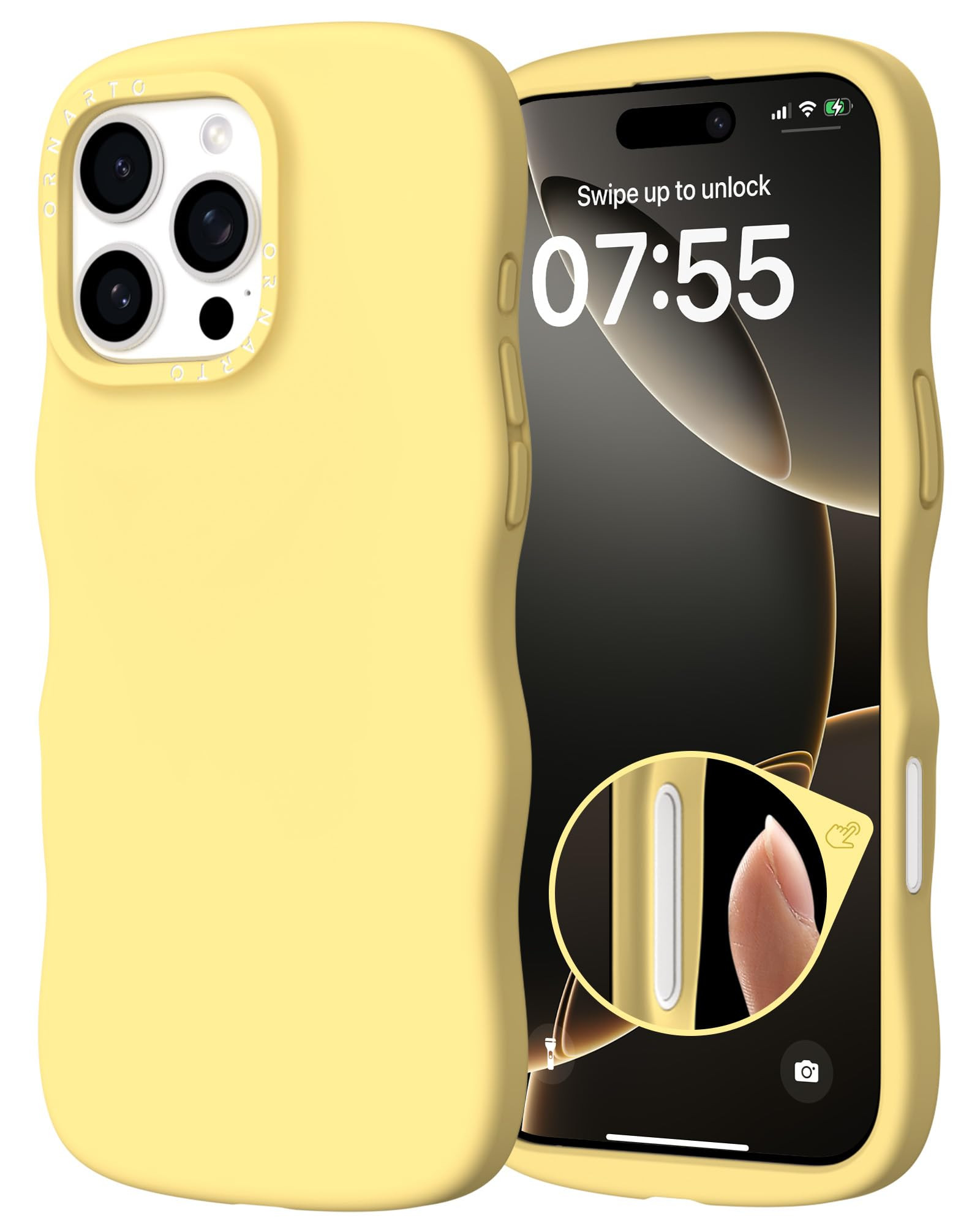 ORNARTO for iPhone 16 Pro Case 6.3", Wavy Liquid Silicone Shockproof Drop Protection Cover with C... | Amazon (US)