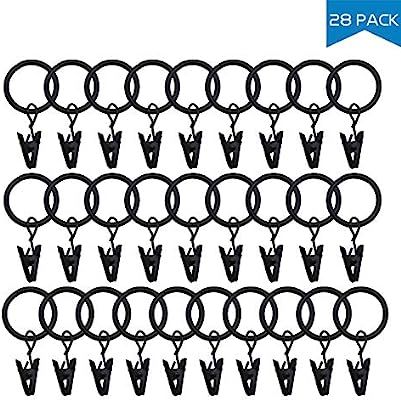 Blossm 28pack Curtain Rings with Clips Decorative Drapery Rustproof Vintage 1 Inch Interior Diame... | Amazon (US)