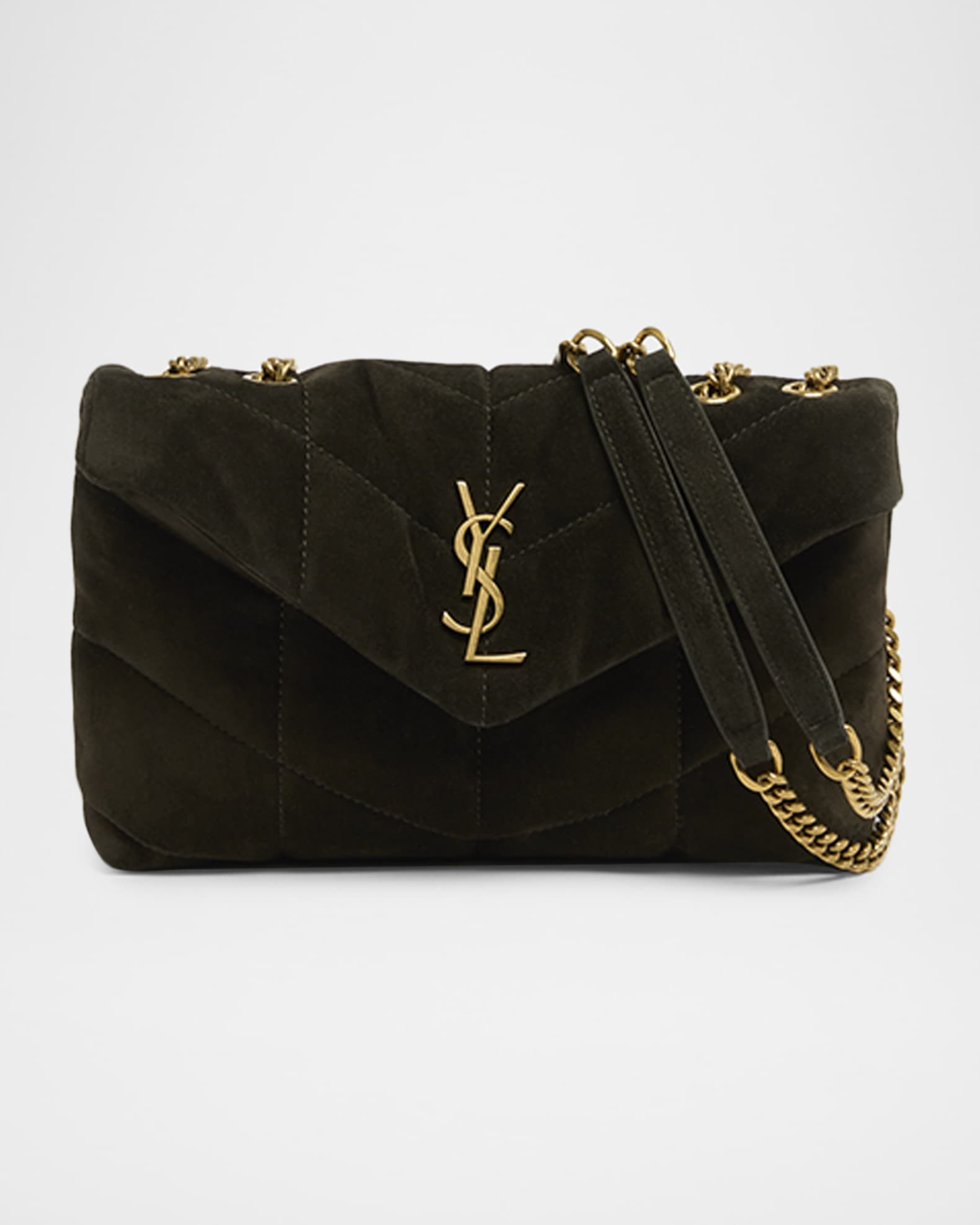 Saint Laurent Lou Puffer Toy YSL Crossbody Bag in Quilted Suede | Neiman Marcus