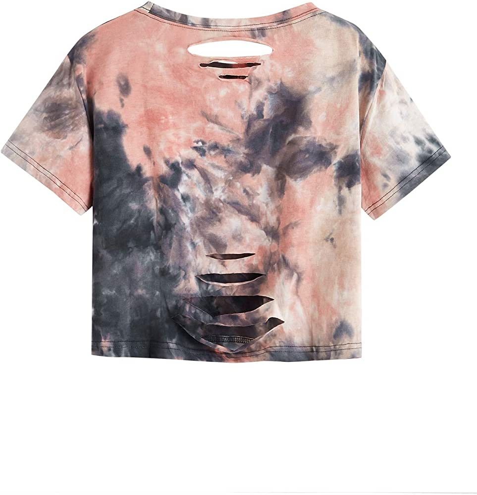 SweatyRocks Women's Short Sleeve Distressed Crop T-Shirt Summer Tops | Amazon (US)