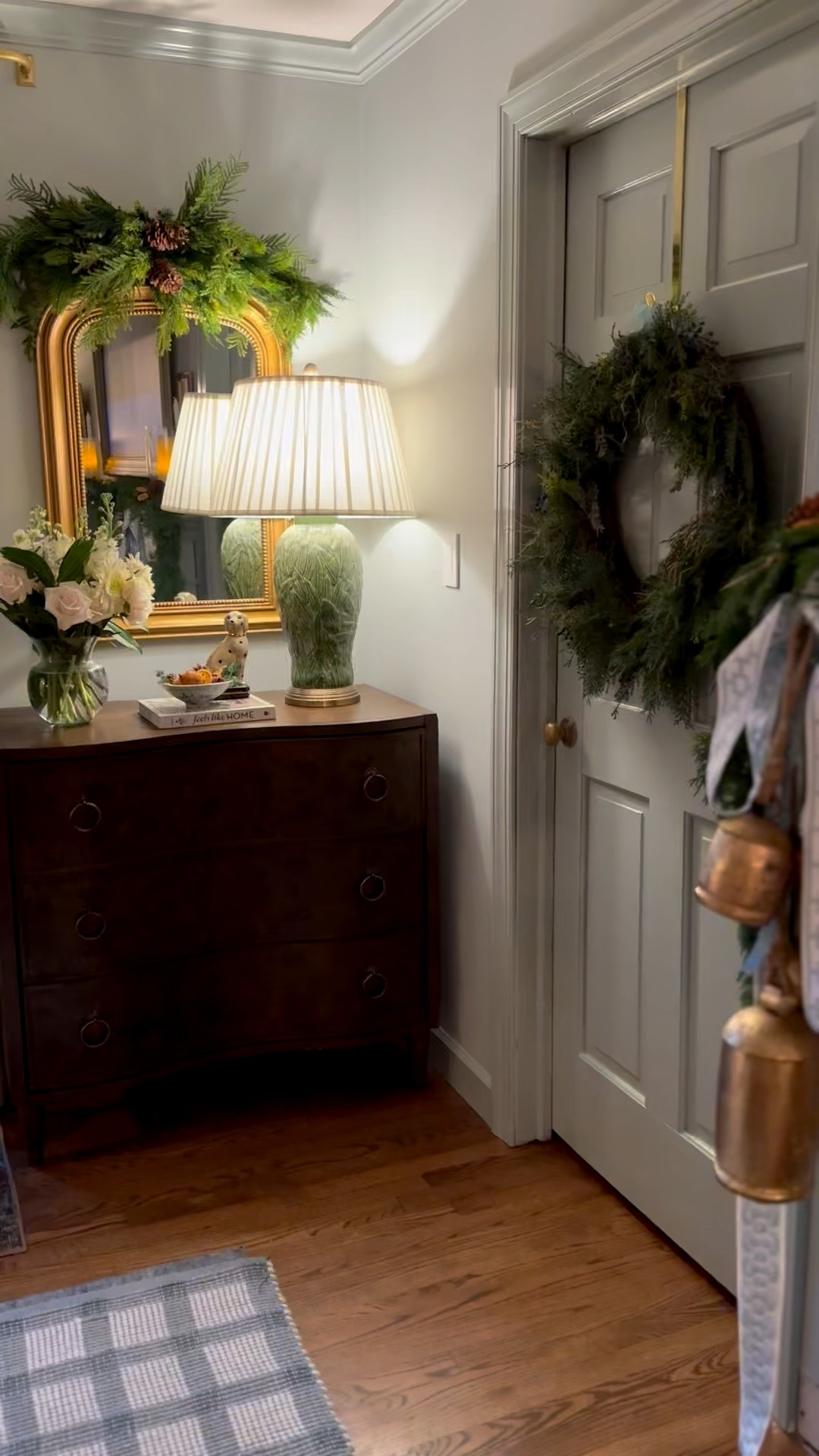 Cozy corner, holiday decor, wreath, garland 

#LTKSeasonal #LTKHome #LTKHoliday
