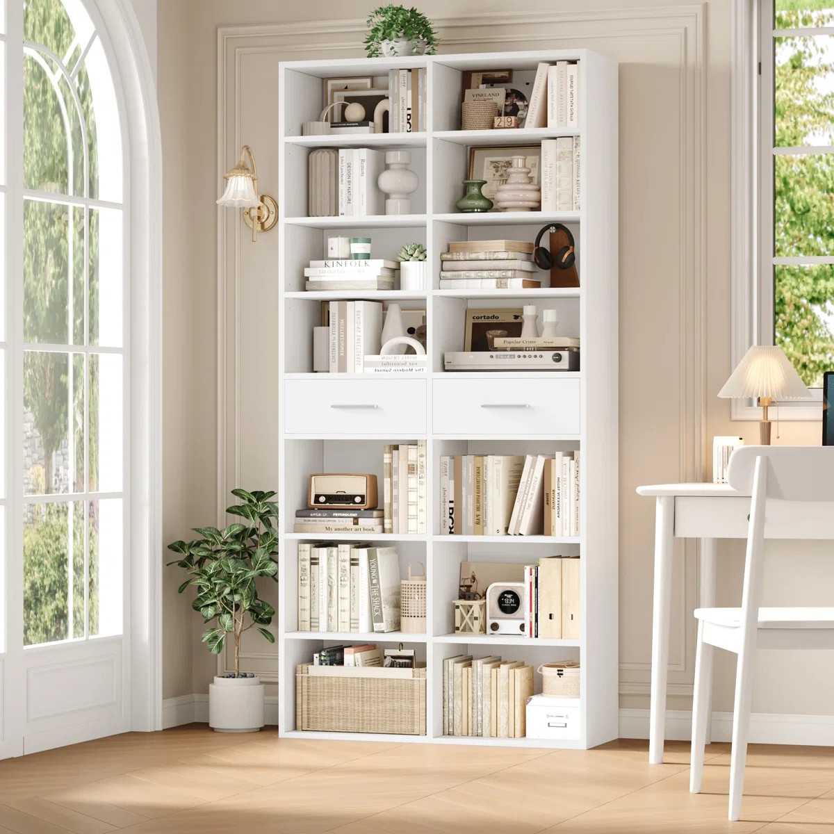73"H 8-Tier Standard Bookcase With Adjustable Shelves, Wood Freestanding Bookshelves With 14 Open... | Wayfair North America