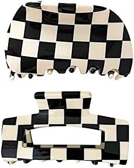 Checker Claws Tortoise Barrettes Claw Clips for Women No-Slip Grip Lattice Design Hair Jaw Clips ... | Amazon (US)