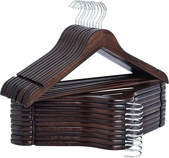 StorageWorks Wooden Hangers 20 Pack, Wood Coat Hanger for Coats, Shirts, Jackets, Pants, Suits, W... | Amazon (US)