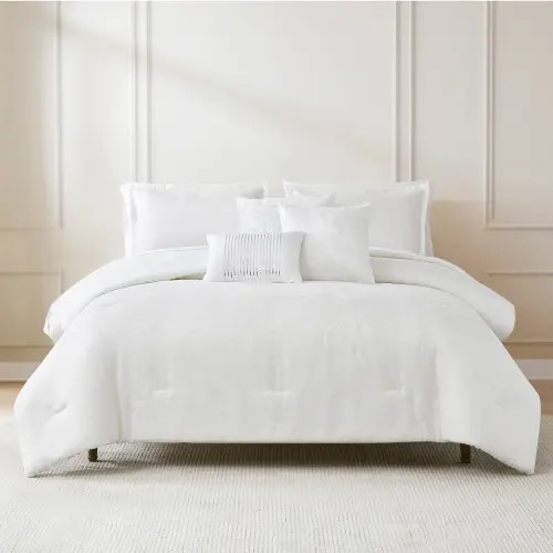 LUSH DECOR Lena Textured Comforter Set in White at Nordstrom, Size Full | Nordstrom