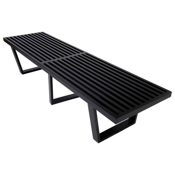 LeisureMod Modern Inwood Platform 6 foot Slat Bench - Black | Bed Bath & Beyond