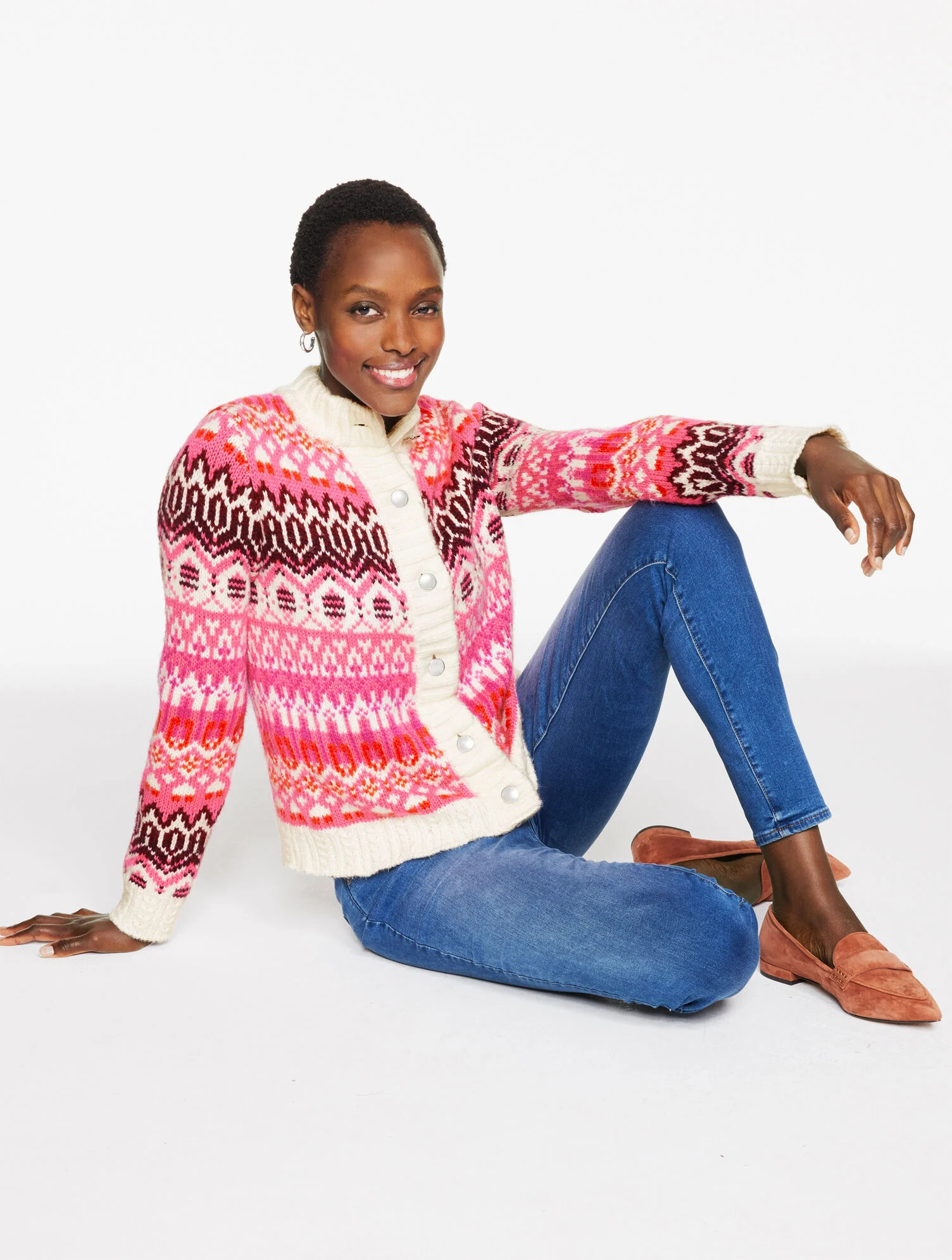 Mockneck Cardigan - Modern Fair Isle | Talbots