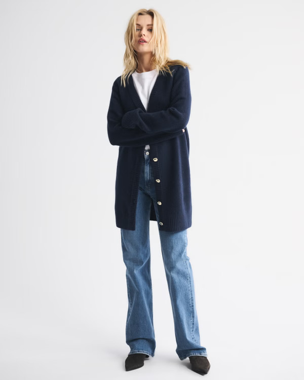 Long-Sleeve Cardigan Mini Sweater Dress | Abercrombie & Fitch (US)