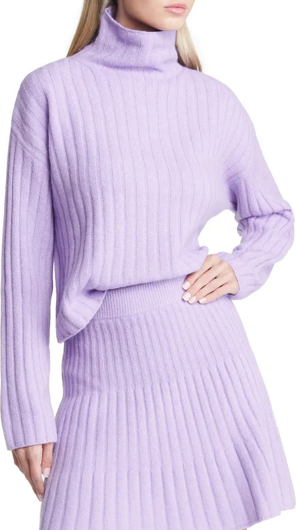 Open Edit Women's Cotton Blend Rib Funnel Neck Sweater | Nordstrom | Nordstrom
