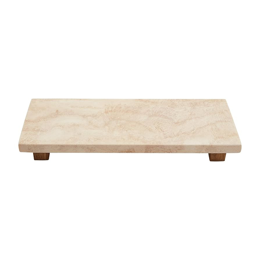 Mud Pie Large Travertine Footed Tray; 4" x 11" | Amazon (US)