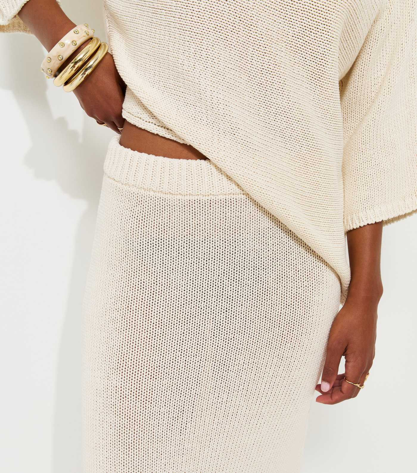 Off White Cotton Rich Open Knit Midi Skirt | New Look | New Look (UK)