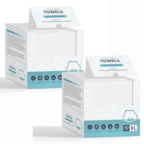 Disposable Face Towel - Face Towelettes XL, Soft&Comfortable Facial Towels Disposable,Thick Clean Towel for Sensitive Skin, Makeup Remover Dry Wipes Facial Washcloths 100 Count | Amazon (US)