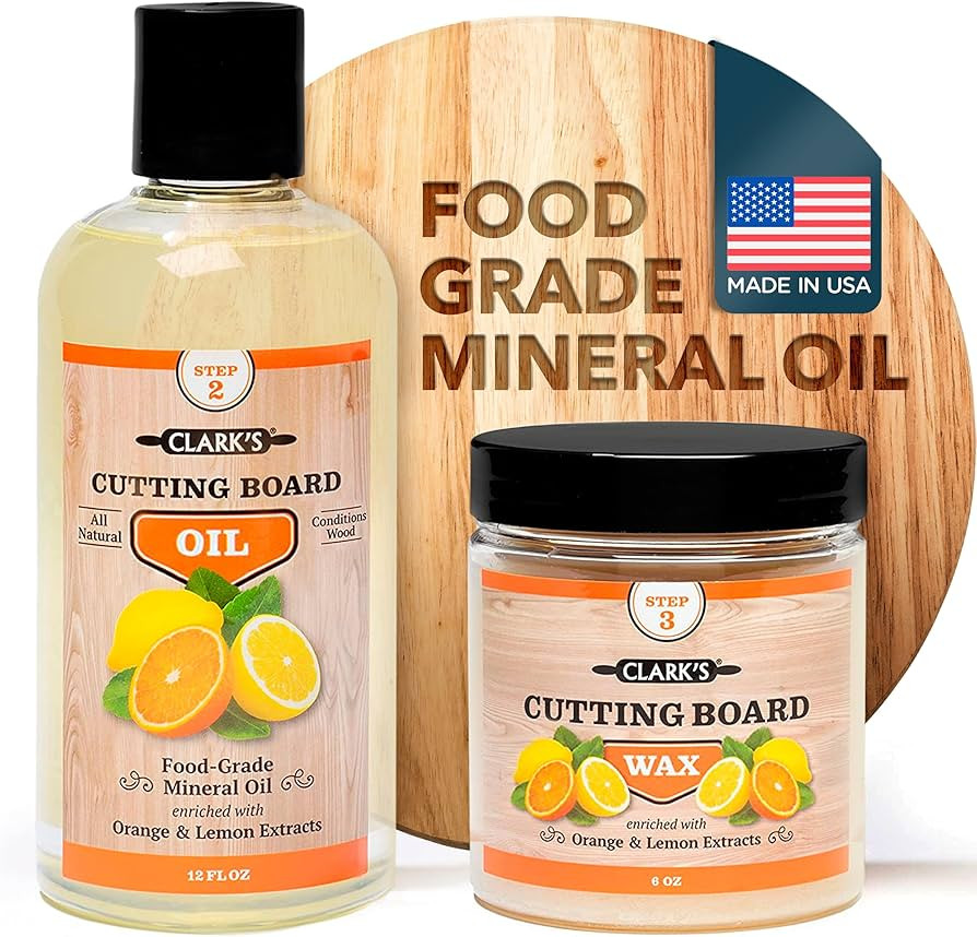 CLARK'S Food Grade Mineral Oil (12oz) and Carnauba Wax (6oz) Set - 100% Natural Butcher Block Oil... | Amazon (US)