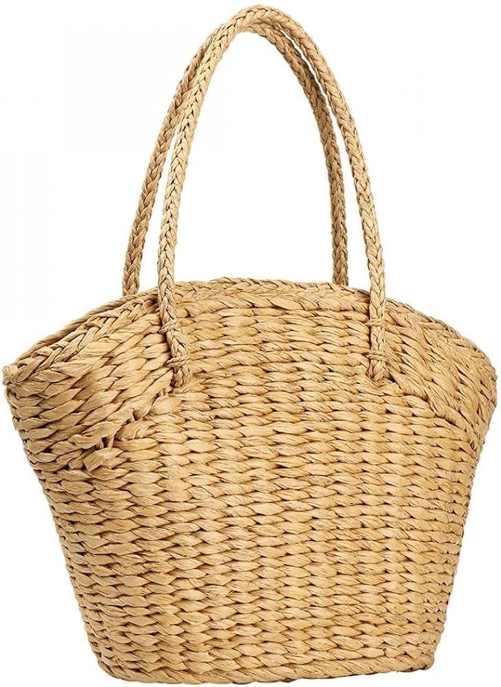 Handmade Tote Straw Bag Rattan Handwoven Natural Summer Beach Shoulder Bag for Women | Amazon (US)