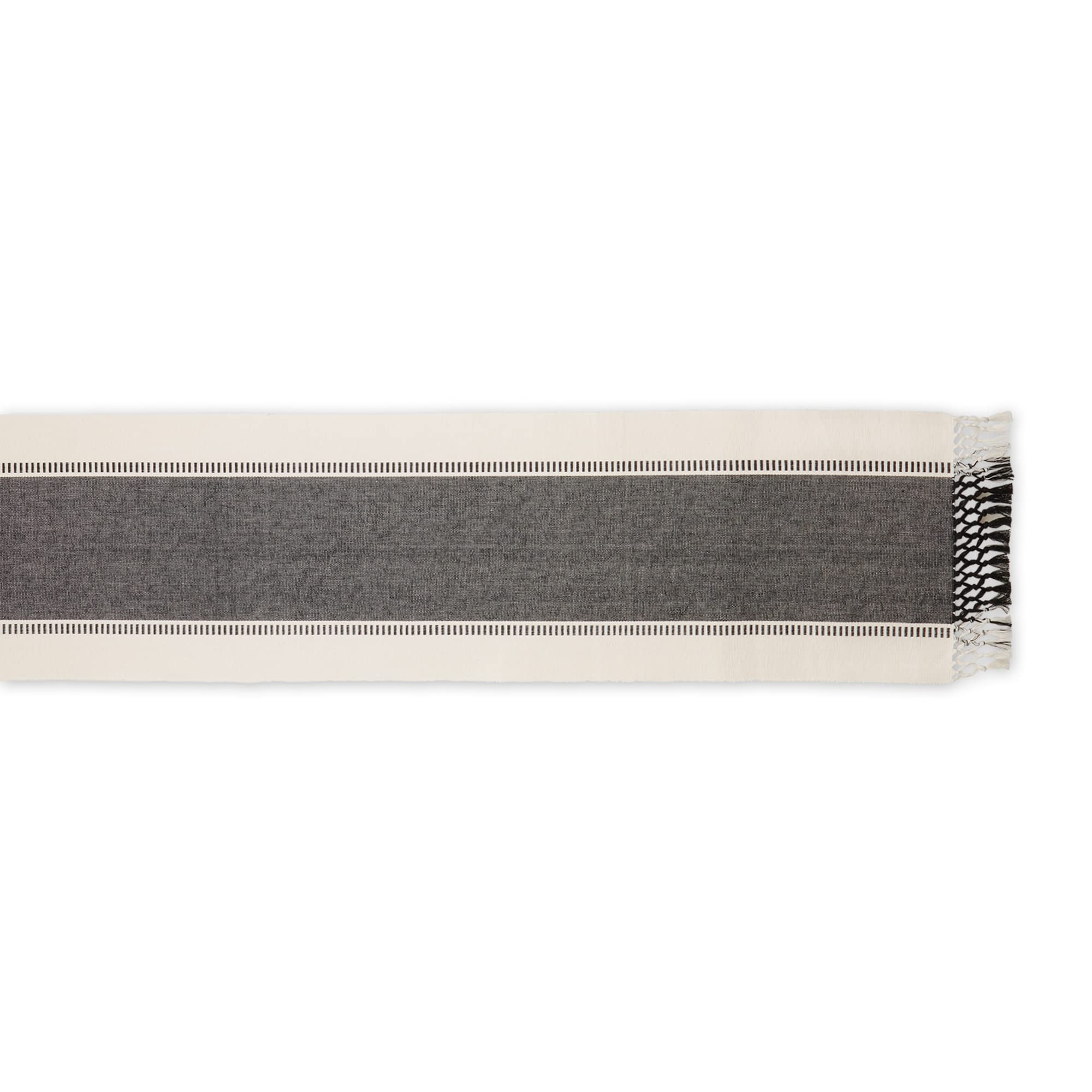 DII Dobby Stripe Woven Table Runner, 13x72 (13x77.5, Fringe Included), Black | Amazon (US)