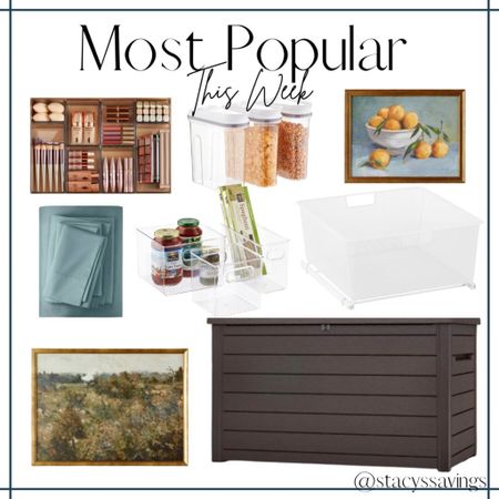 Your favorite items this week! Lots of home organization with the drawer organizers, pantry organization and the deck box for outdoor storage, plus a refresh inside with new sheets and wall art! 

#LTKhome #LTKFind