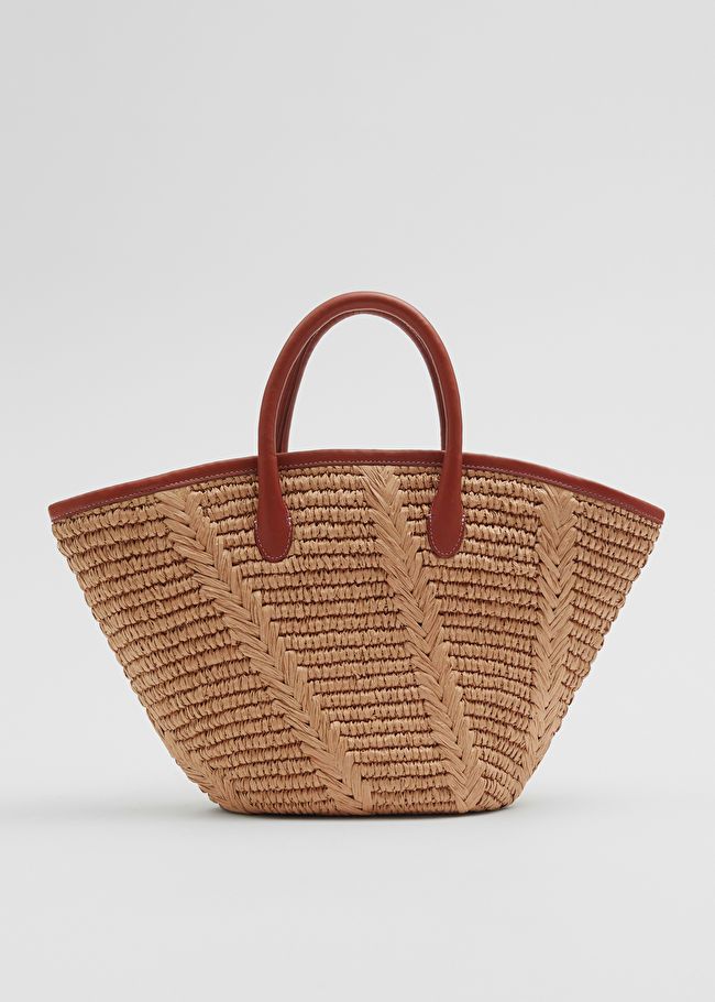 Leather-Trimmed Straw Tote - Beige - & Other Stories GB | & Other Stories (EU + UK)