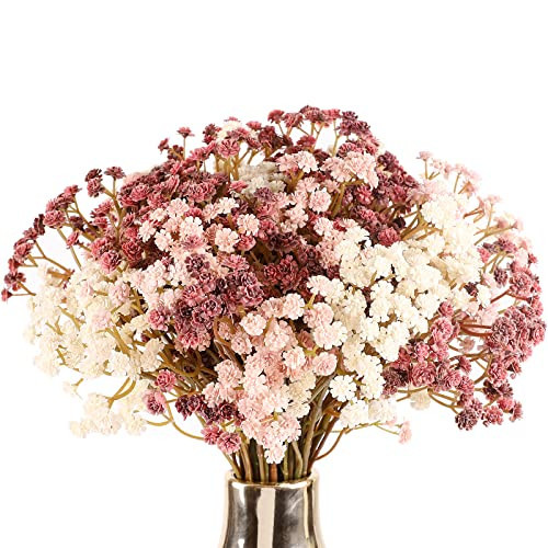 N&T NIETING Baby Breath Flowers Fall Flowers,10Pcs Fake Gypsophila Plants Artificial Baby Breath Flowers for Wedding Bouquets Party Home Garden Decoration Pink | Amazon (US)
