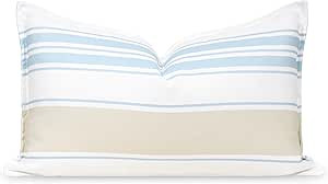 Hofdeco Premium Coastal Patio Indoor Outdoor Lumbar Pillow Cover Only, 12"x20" Water Repellent fo... | Amazon (US)