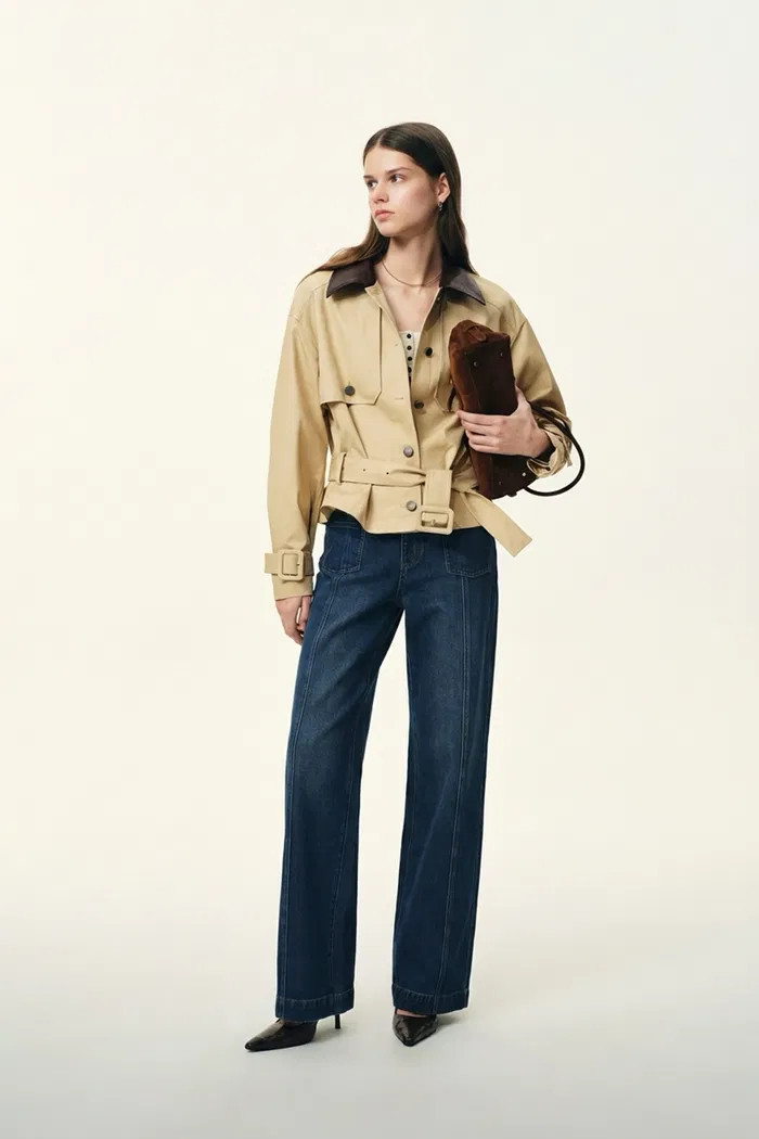 Charlie Detachable Snake Print Collar Jacket in Lightweight Trench Cot | Fabrique