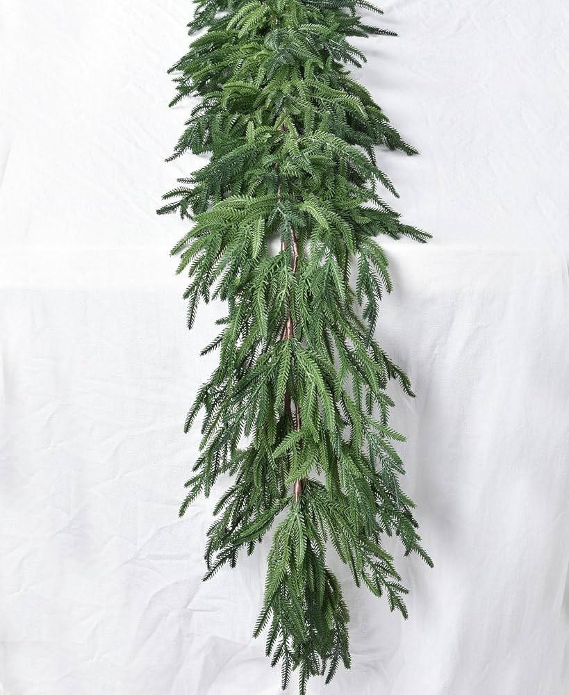 Lvydec Christmas Norfolk Pine Garlands, Real Touch Artificial Pine Greenery Garlands Faux Christm... | Amazon (US)