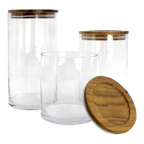 Glass Food Storage Canister With Acacia Wood Lid | World Market