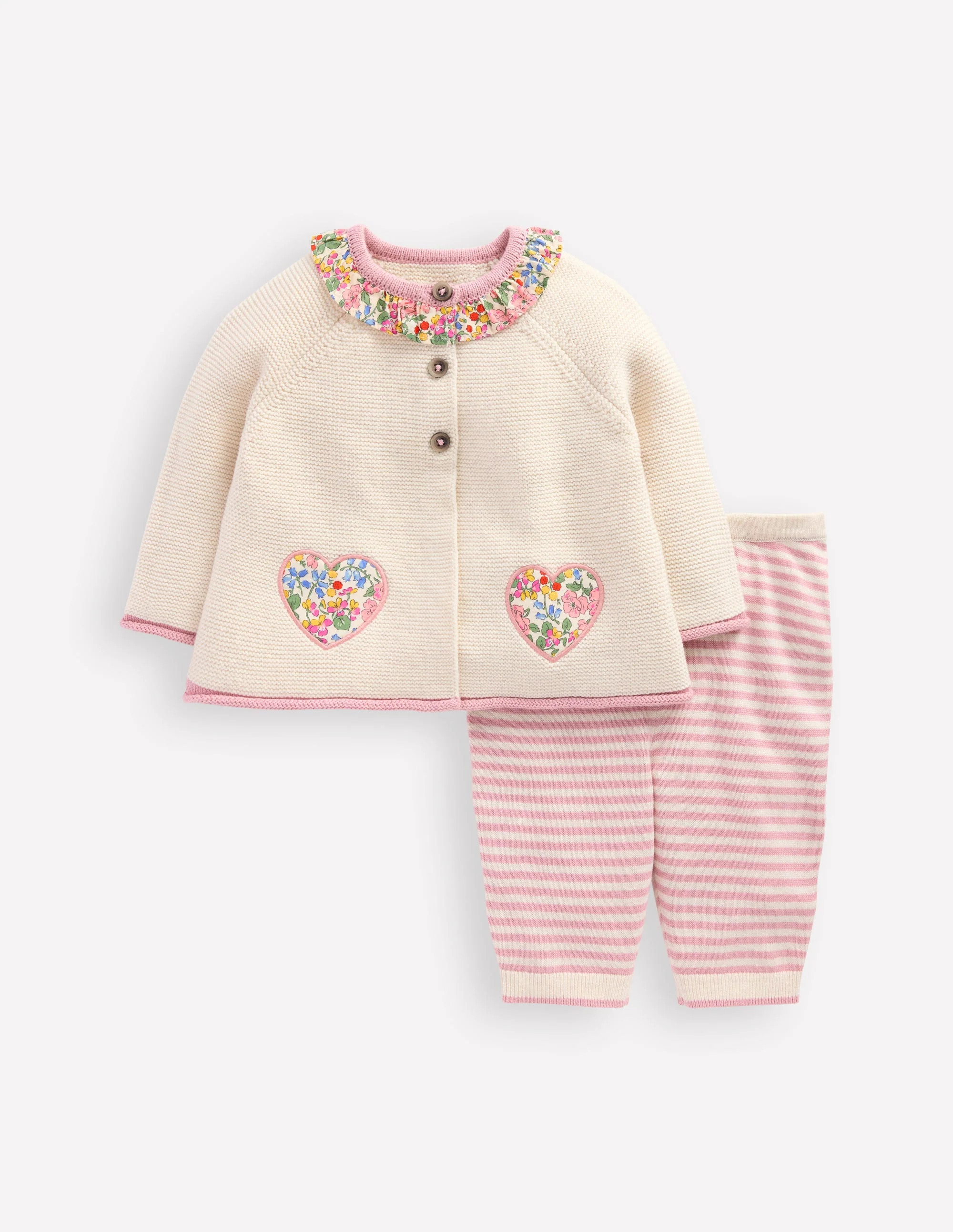 Pretty Knitted Play Set-Ecru Marl Hearts | Boden (US)