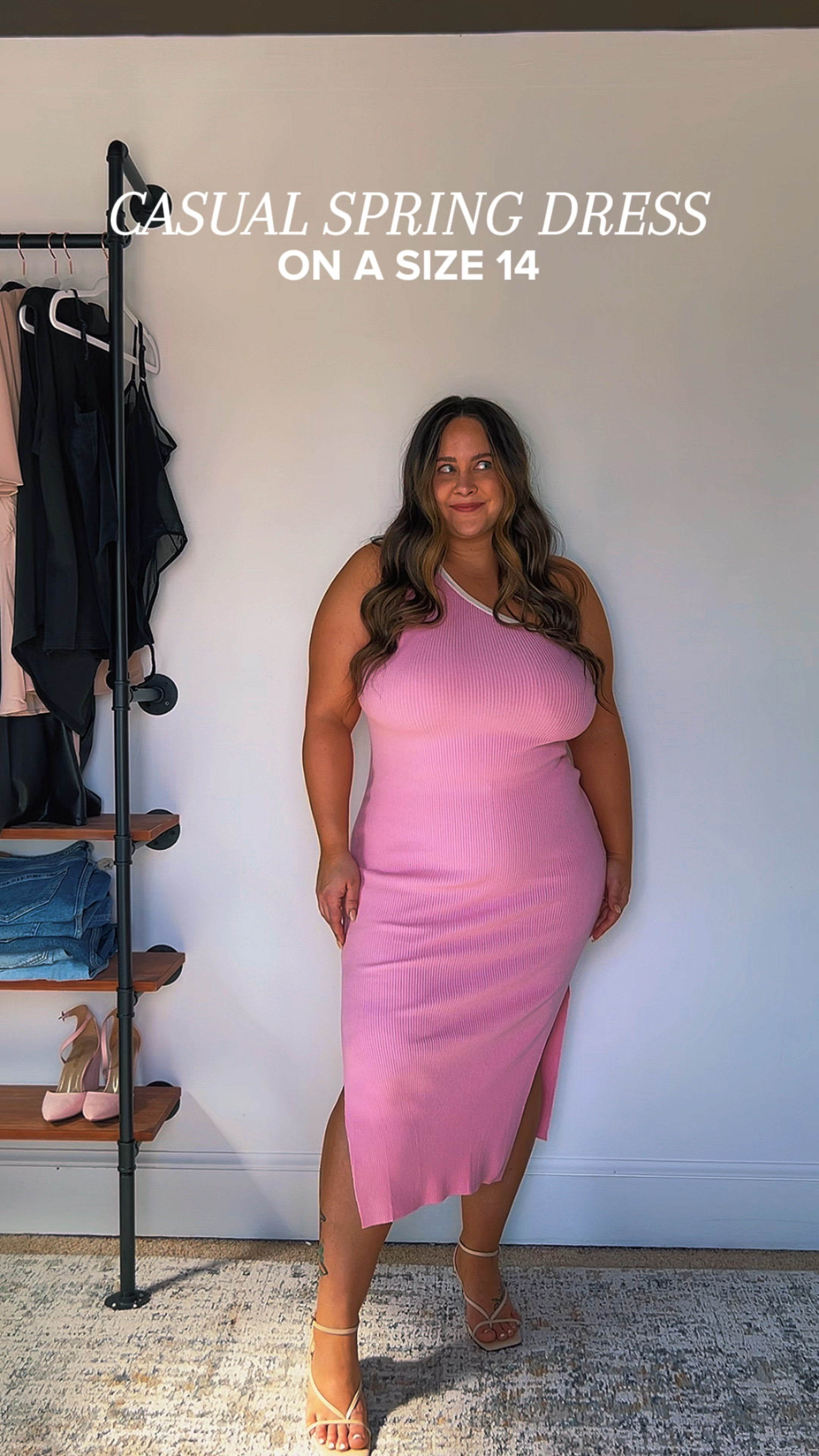 Typically a size 14-16 and I’m in a LARGE in this dress. It is extremely stretchy so plenty of room to order a size down! 

#LTKcurves #LTKstyletip #springoutfits #springdresses #easterdresses #weddingguest #pink 

#LTKmidsize #LTKfindsunder50 #LTKplussize