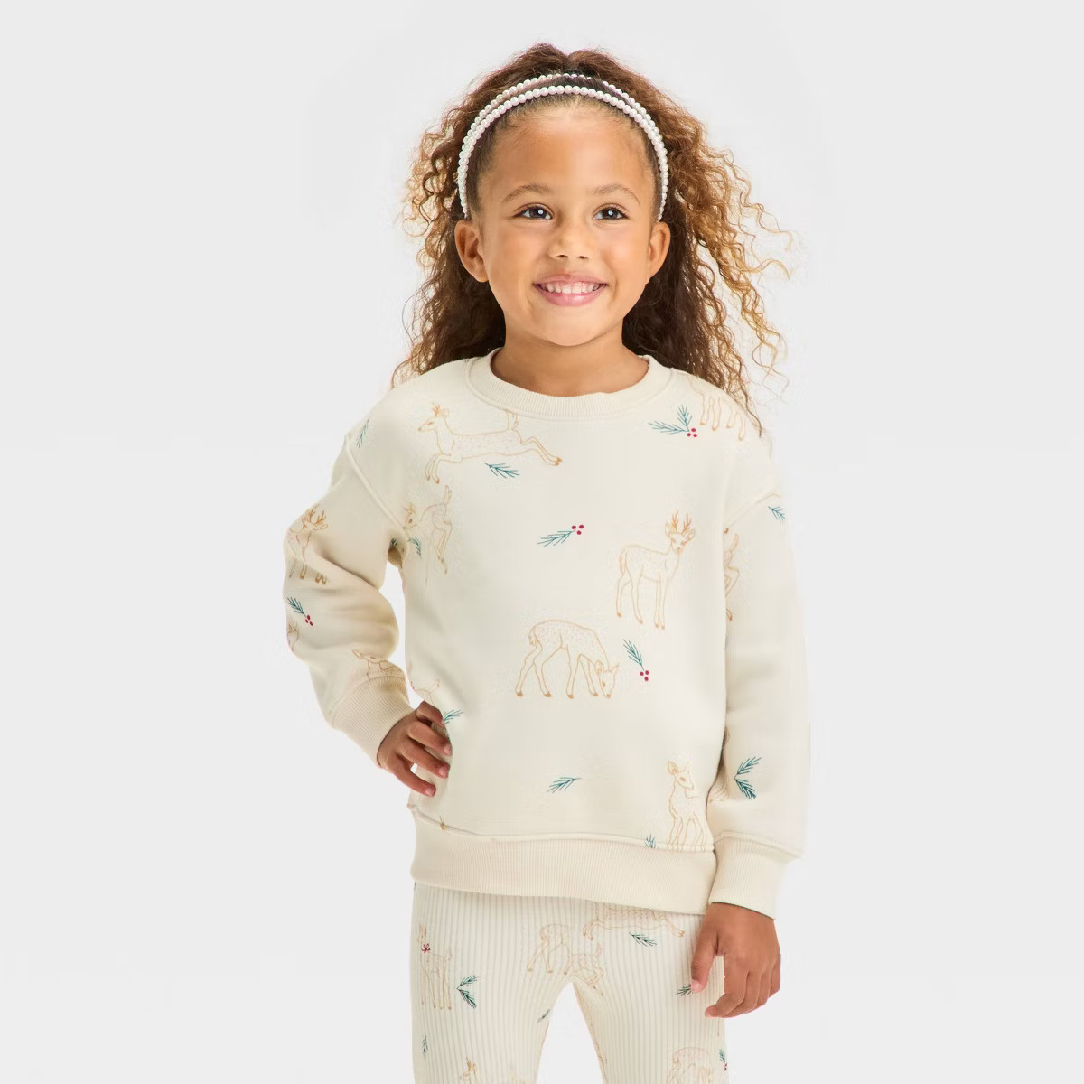 Toddler Girls' Christmas Fleece Sweatshirt - Cat & Jack™ Dark Red 4T | Target