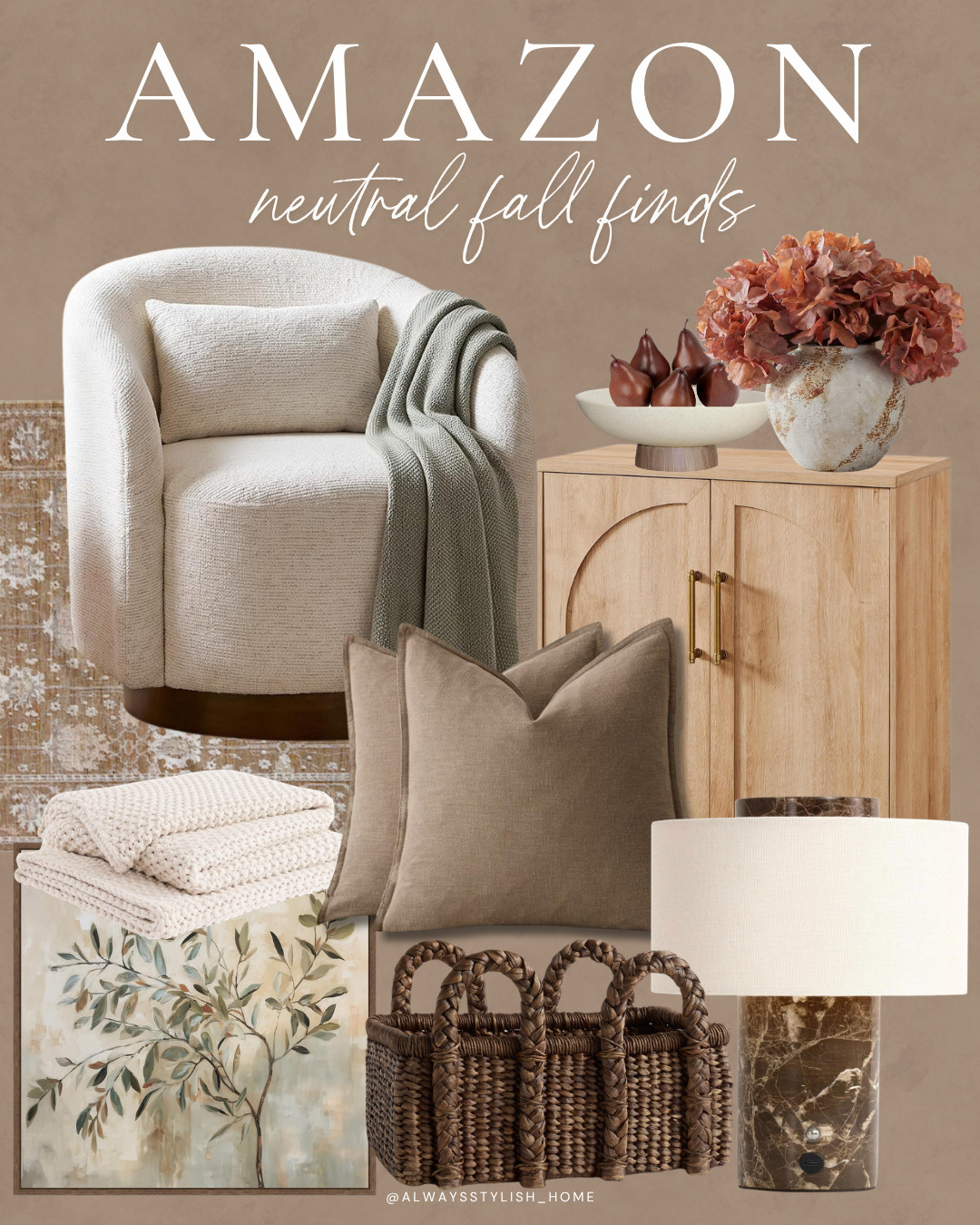 Fall Home Finds Currently Trending on Amazon ✨ These Amazon home finds are SO good 🍂 🤎 #amazon home decor #amazon finds #fall decor #fall inspo #mocha mousse #side tables #floral rug #pedestal table #fall pillows #shelf decor #table styling #glass vase #storage boxes #table lamps #decor inspiration #designer look for less 

 #LTKSeasonal #LTKHome