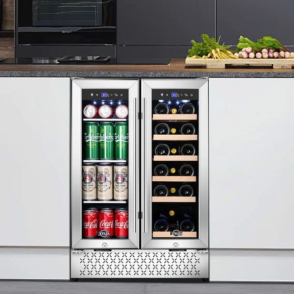 18 Bottle and 57 Can Wine and Beverage Lovers Collection Dual Zone Built-In Wine Refrigerator | Wayfair Professional