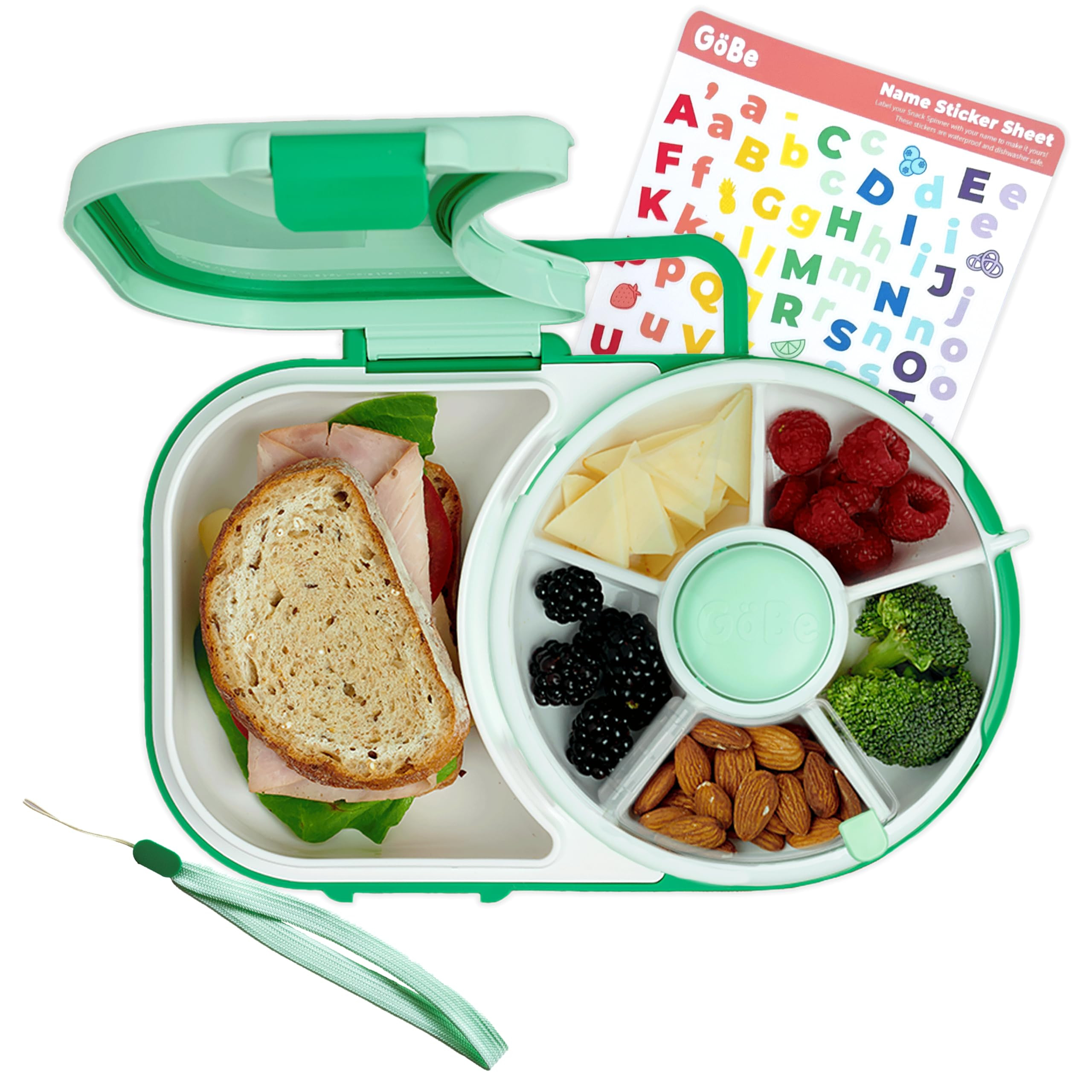GoBe Kids Lunchbox with Small Snack Spinner Flip - Bundle with Hand Strap & Sticker Sheet, 2-in-1... | Amazon (US)