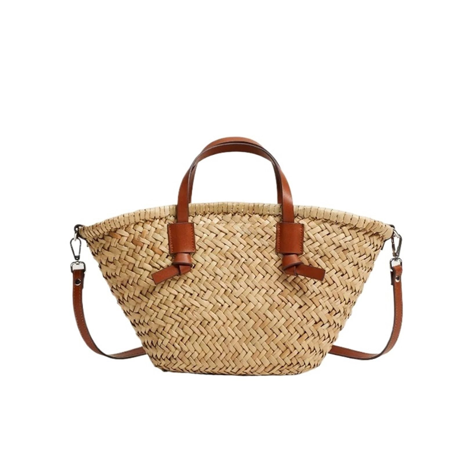 Casual Wicker Woven Basket Bags Rattan Women Handbags Handmade Beach Straw Tote Bag Designer Shou... | Amazon (US)
