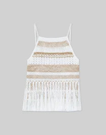 Hand Macramé Organic Cotton Tank | Lafayette 148 NY