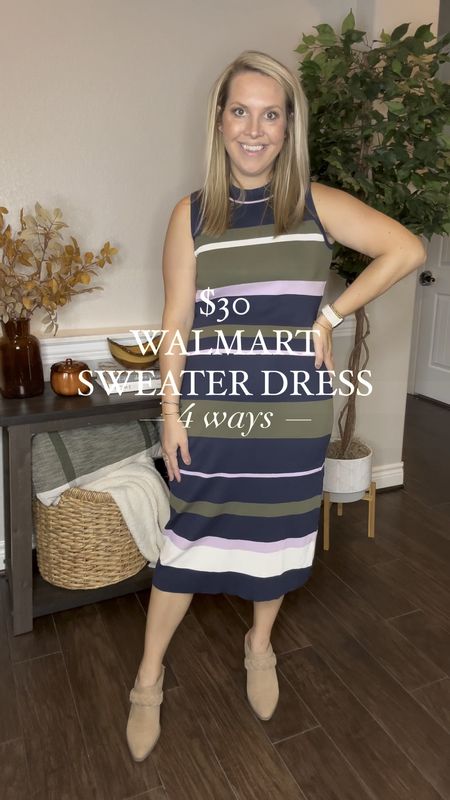 $30 Walmart sweater dress styled 4 ways for fall!! I sized up to a medium at 24 weeks+ pregnant. 

Fall outfits, teacher outfits, fall dress, work outfit, walmart style, Walmart, maternity 

#LTKFind #LTKbump #LTKworkwear
