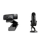 Logitech C920x HD Pro Webcam, Full HD 1080p/30fps - Black w/Blue Yeti USB Microphone - Blackout | Amazon (US)